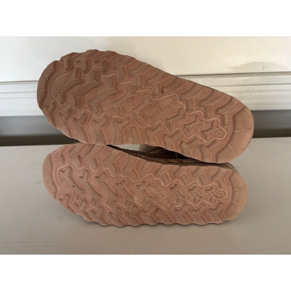 BEARPAW Boots Size 1 Youth Girls Pink Leopard Sherpa Lined Boots Kids - Picture 7 of 9